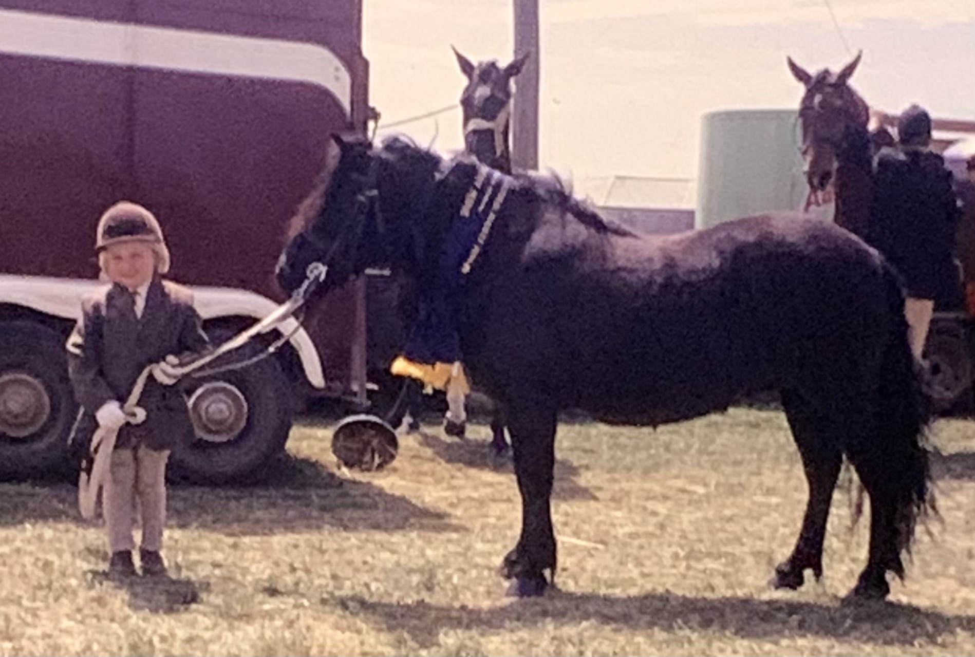 Young rider with horse at equestrian event